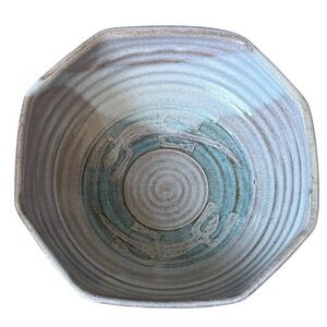 Southwestern Studio Pottery Stoneware Bowl Lizard Design Purple/Blue Signed Skul